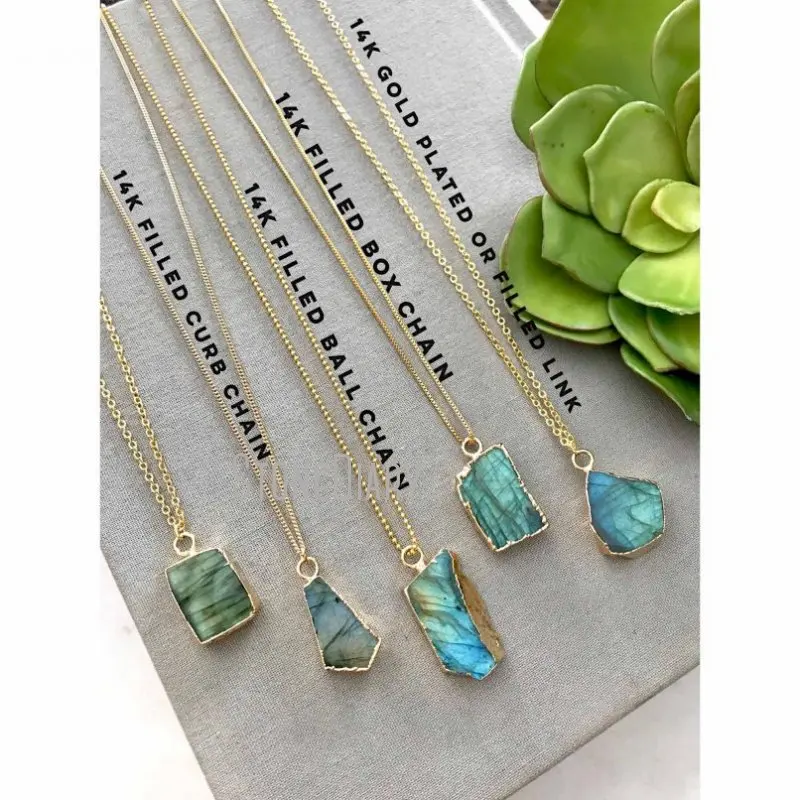 NM36603 Gold Plated Freeform Labradorite Necklace Natural Flashy Labradorite Necklace Stone Bridesmaid Gift Ideas