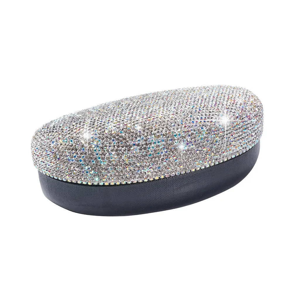 Portable Travel Bling Crystals Decor Sunglasses Hard Case Eyes Glasses Storage Organizer Box