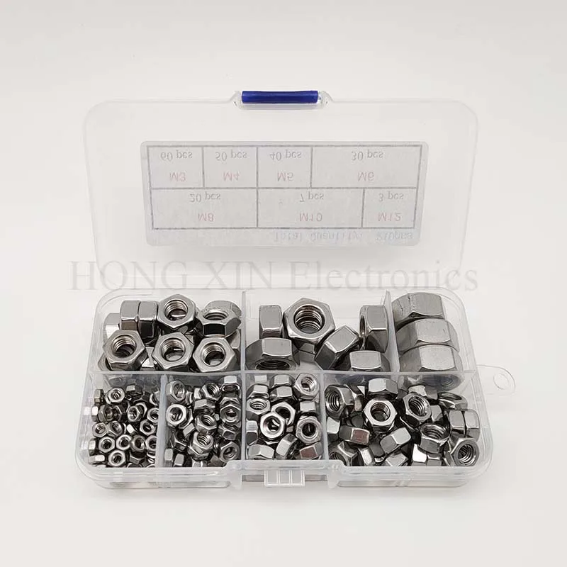 210Pcshexagonal Noten In Overeenstemming Kit Rvs Schroef Moer Moer Maten M3 M4 M5 M6 M8 M10 M12