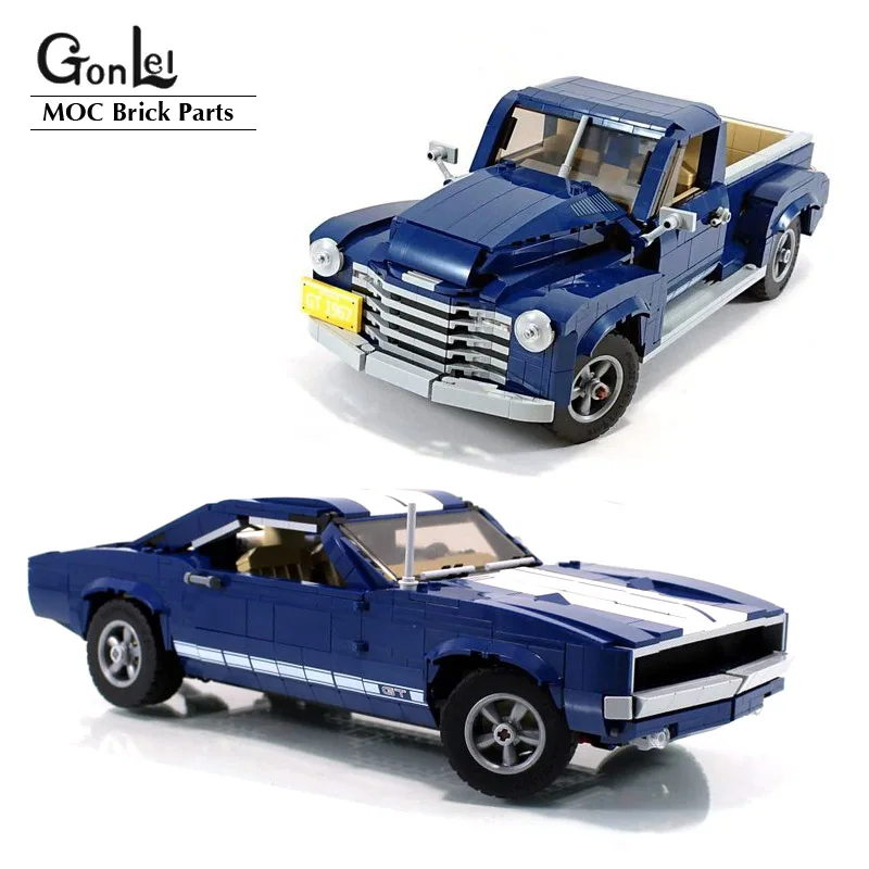 NEW MOC - 10265 Mustangs Modified Muscle Car and Pickup Truck MC68 Building Block Cars Bricks Assemble Model DIY Toys Gifts