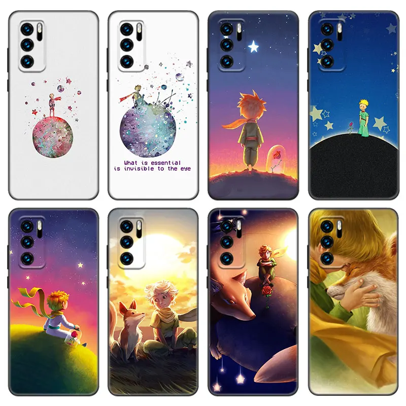 The Little Prince fox Case For Huawei P50 P40 P30 P20 Pro P10 P9 P8 Lite 2017 P Smart Z S 2021 2020 Pro 2019 2018 Black Cover