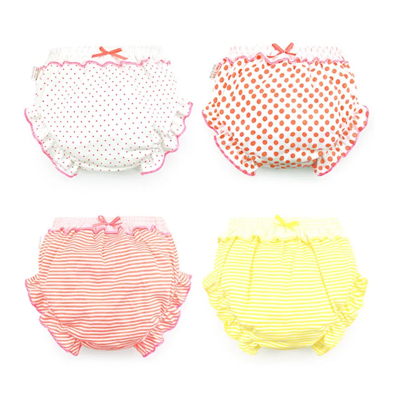 Baby's Solid Bow Striped Dots Cuecas, cuecas macias, calcinhas 100% algodão, recém-nascidos Moda, crianças, menina, infantil, crianças, 3 pcs/lote