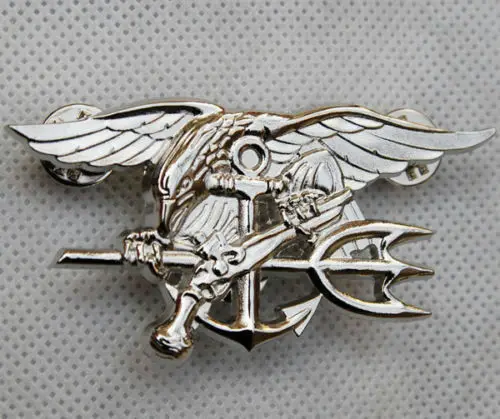 Srebrny US NAVY SEAL EAGLE kotwica TRIDENT metalowa plakietka insygnia