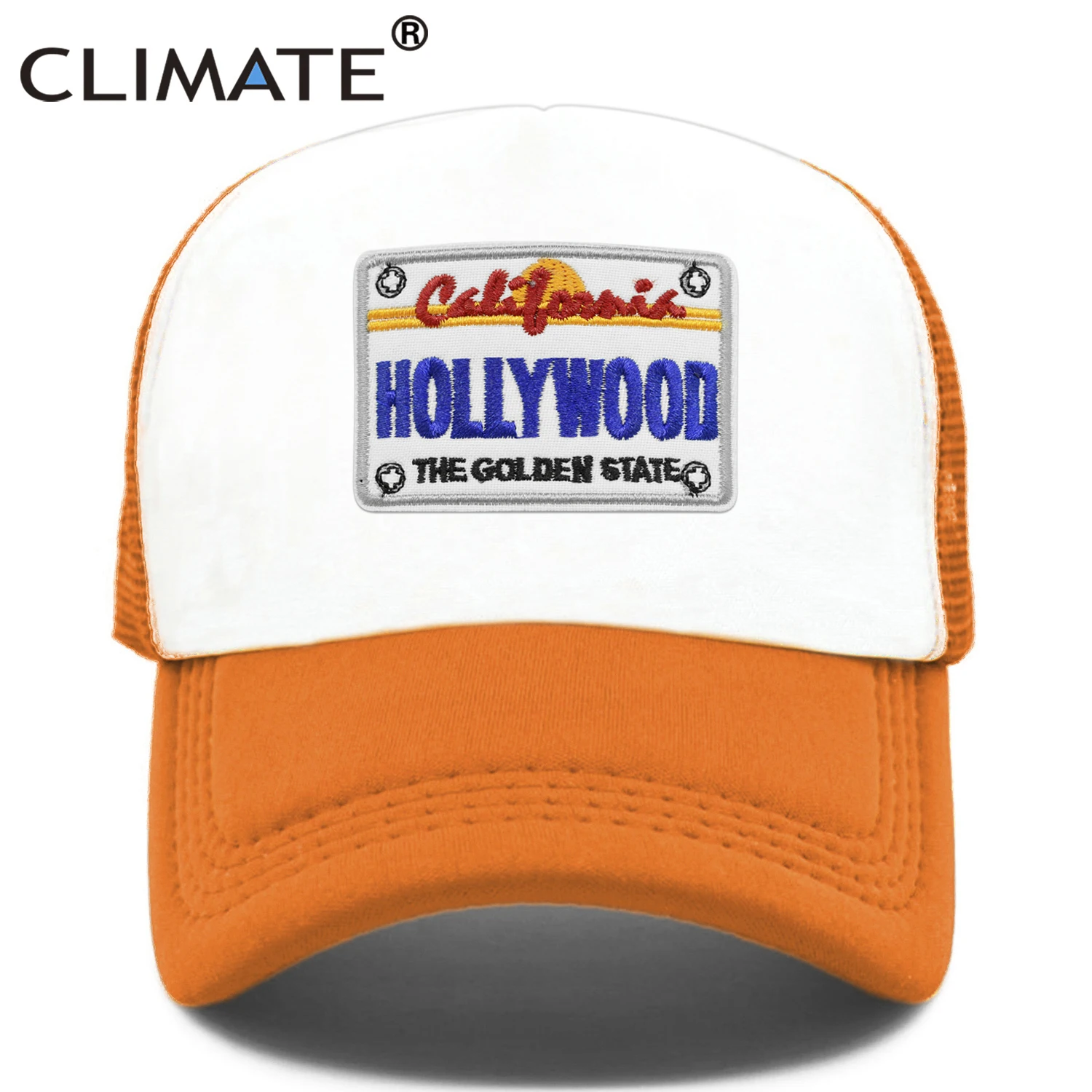 CLIMATE Hollywood California Cap Trip Trucker Cap Hat State of California Cap Hollywood The Golden State Holiday Cool Mesh Cap