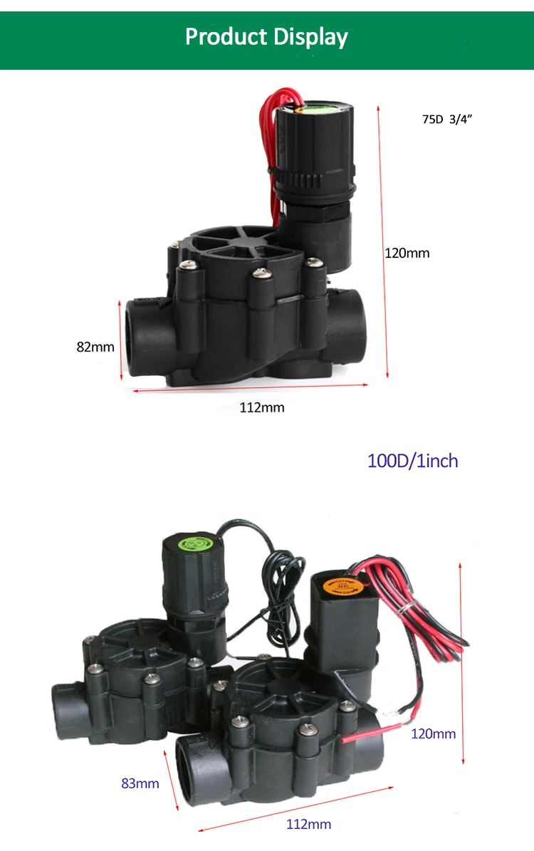 3/4" 1" Normalerweise geschlossenes Magnetventil für Wasser 220V 12V 24V Nylonventil für Landwirtschaft, Garten- und Landschaftsbewässerung – Detail 2