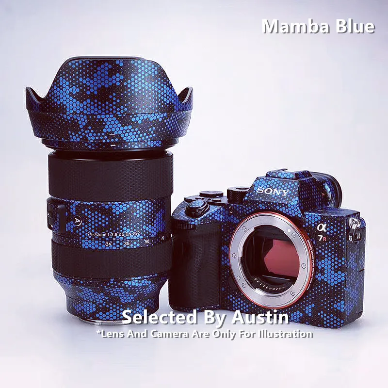 Mamba Blue Lens Skin Camera Skin Decal For Sony A7III A7II A9 A6600 Fuji XT4  Canon 5D4 Sticker Wrap Film