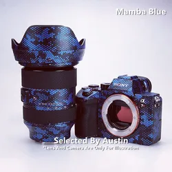 Mamba Blue Lens Skin Camera Skin Decal For Sony A7III A7II A9 A6600 Fuji XT4  Canon 5D4 Sticker Wrap Film