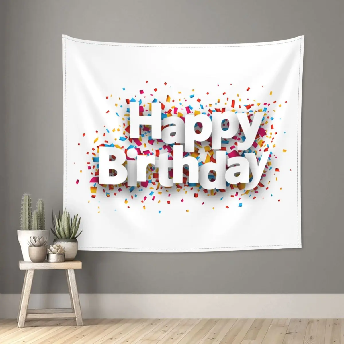 

Happy Birthday Background Cloth Tapestry Bohemian Polyester Wall Hanging Room Decoration Table Cover Witchcraft Tapestries