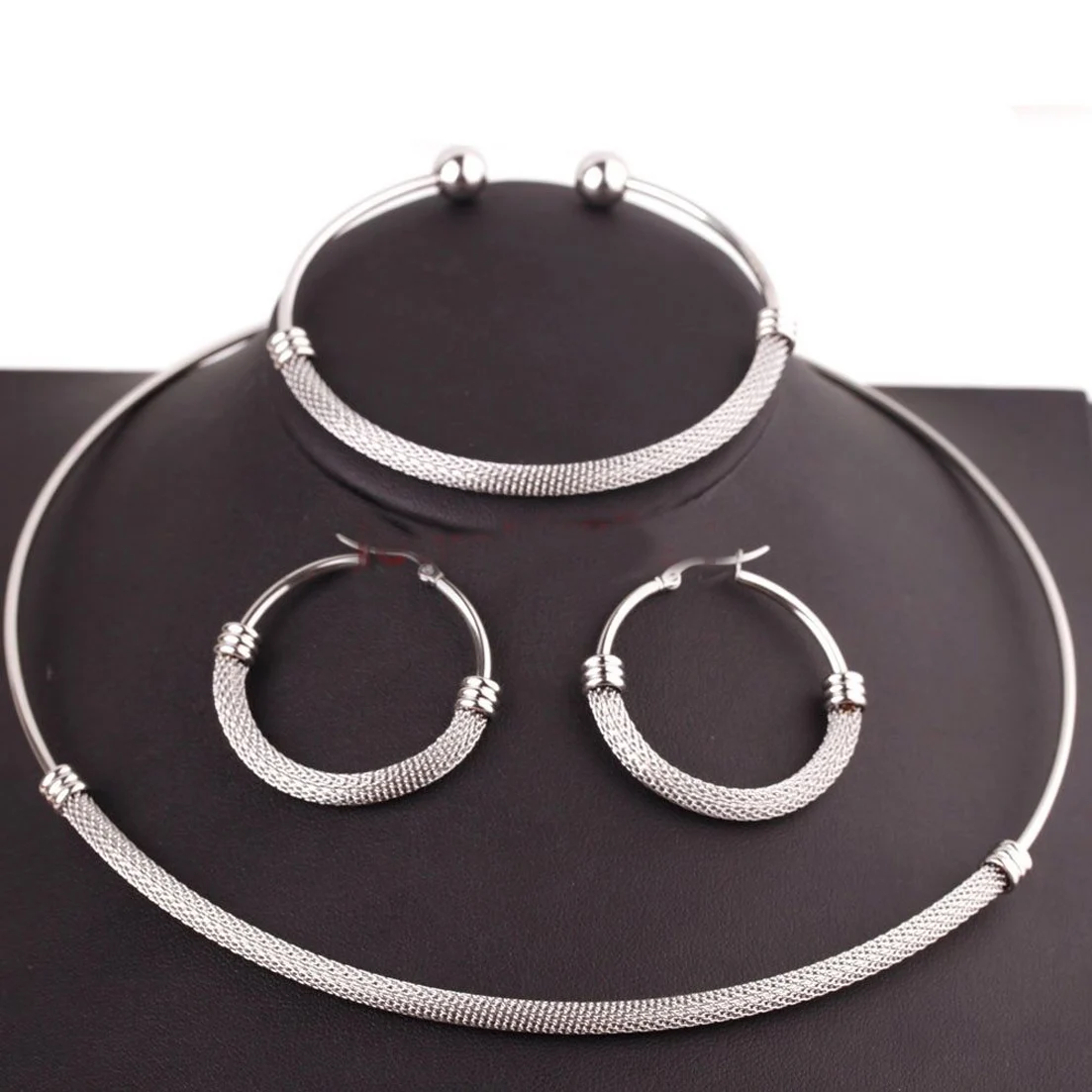 Fashion 316L Stainless Steel Jewelry for Women Mesh Choker Bracelet Set Chains Necklaces Gold Color Collar Gifts