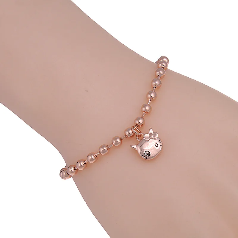 

Cute KT Cat Bracelet Women Fashion Wild Exquisite Bead Alloy Jewelry Plating Gold Color Lasting