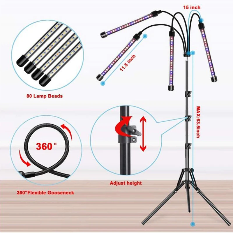 5V USB red blue full spectrum LED Plant grow Light fitolampy Dimmable Timed for flower VEG seedling Waterproof grow phyto lamp