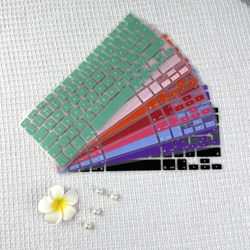 Casing Kulit Pelindung Penutup Keyboard Silikon US Enter Bahasa Inggris 8 Warna Candy untuk Laptop Apple Macbook Air 13 15 A1466 A1278 A1398