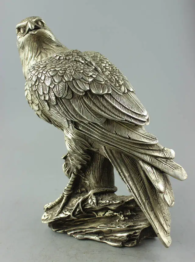 decoration bronze factory outlets Tibet Silver  Collectible Decorated Old Handwork Tibet Silver Carve Eagle On & Statue