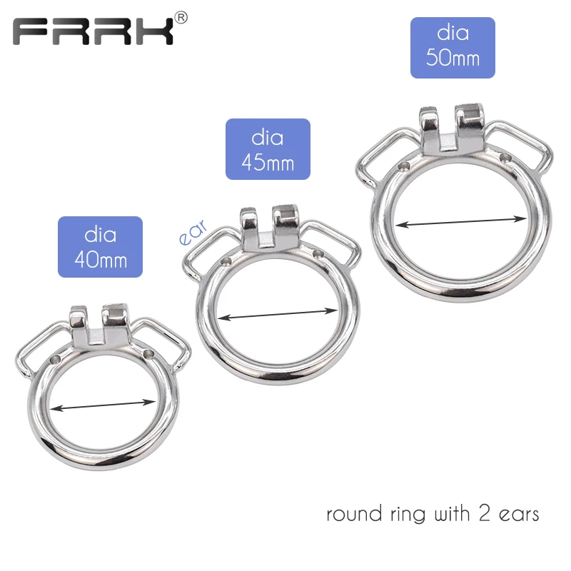 FRRK Large Male Chastity Device Cock Cage Metal Bondage Belt Scrotum Groove Lock Penis Rings Fetish Lockable Sex Toys for Men