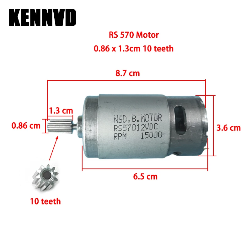 어린이 전기 장난감 자동차 모터, RS550 RS570 DC 모터, 어린이 전기 자동차, 24V 엔진, 10 톱니, 12V