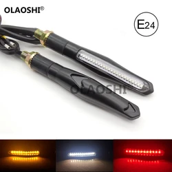 Dual Color Water Flowing Motorcycle Daytime Running Stop Brake Lights LED Blinker Sequential Indicator Turn Signal Light