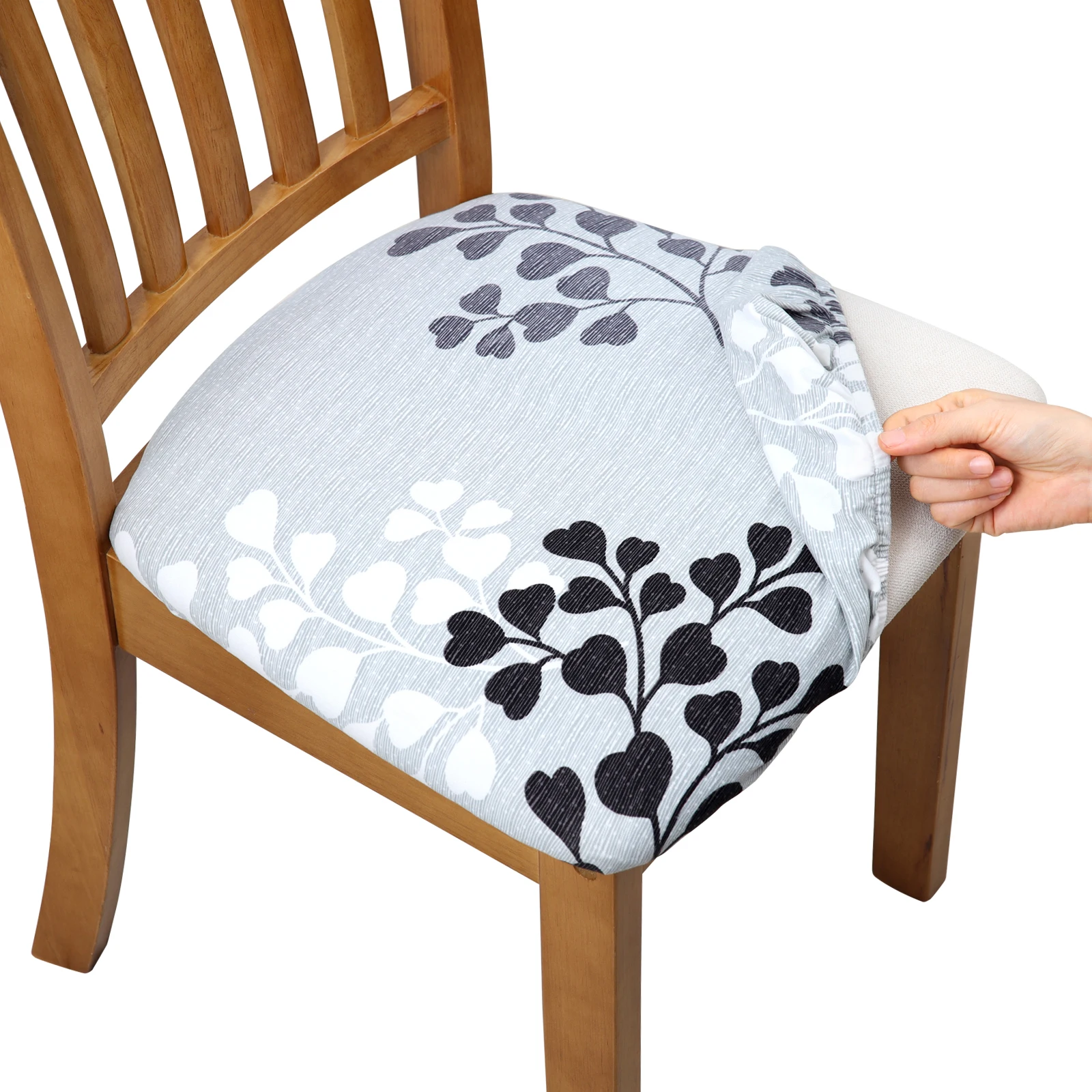 

Removable Dining Chair Seat Cover with Elastic Band Printed Stretch Chair Seat Cushion Slipcover for Dining Room Kitchen Chairs