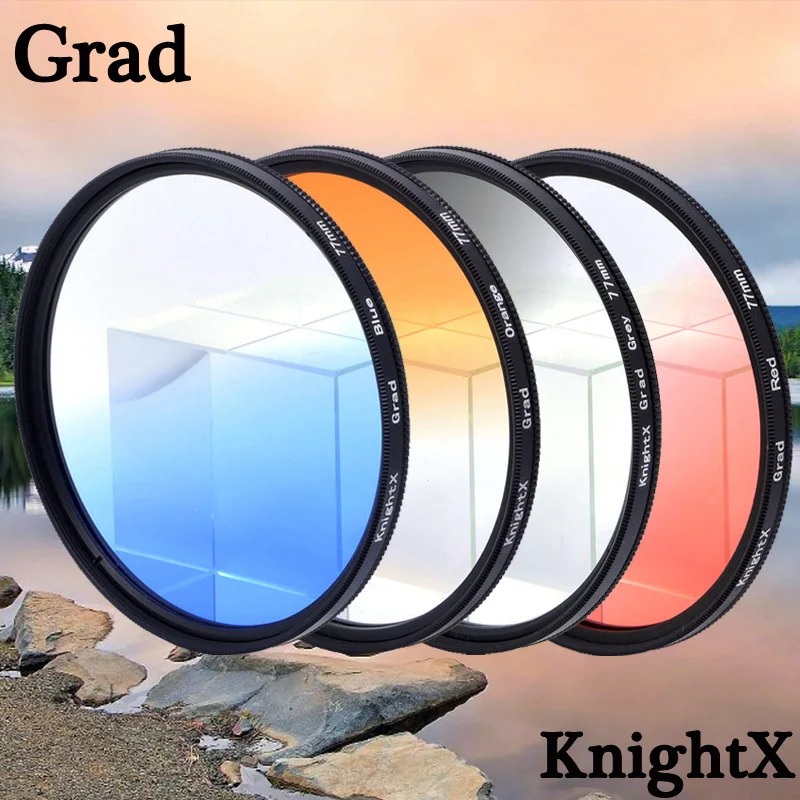 KnightX Camera Lens Filter Grad grey DSLR  Red Orange Yellow Green Blue Color Filter for Canon