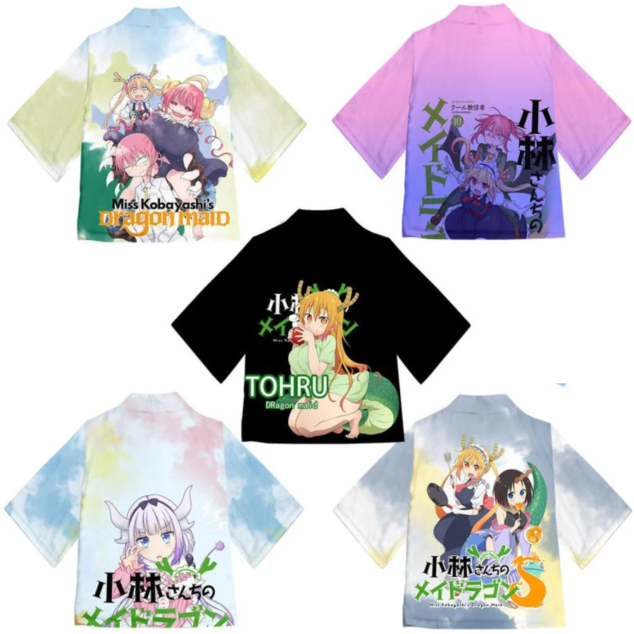 Anime Miss Kobayashi's Dragon Maid Cosplay Costume Kanna Kamui Tohru Japanese Kimono Cardigan Shirt Haori Yukata Obi Clothes