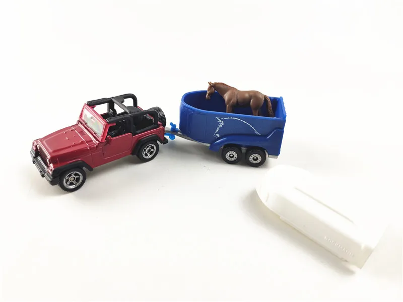 siku 1:64  Wrangler jeep  trailer wagon hauling box horse transporter alloy car model 1651