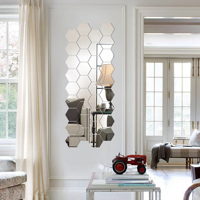 Hexagon 3D Mirror Wall Stickers 3