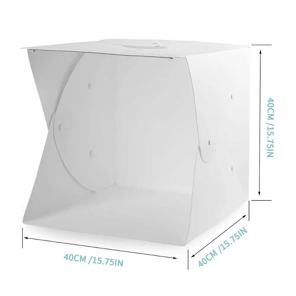 16x16inch Photo Light Box 40X40X40CM Foldable Photo Studio Box Portable Photo Photography Shooting Light Tent Kit with LED Light