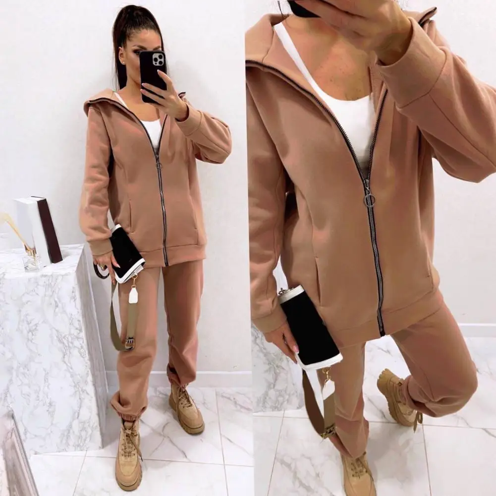 2pcs/Set Pants Suit Women Sport Outfits Casual Hooded Zipper Coat Sweatpants Two piece set Women Tracksuits спортивный костюм