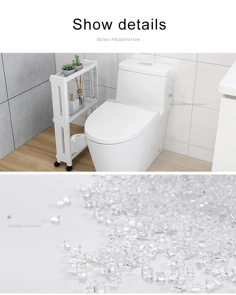 Küchen-Aufbewahrungsregal für Lebensmittel, Kühlschrank-Seitenregal, 2/3/4-lagig, abnehmbar, mit Rollen, Badezimmer-Organizer, Regal für Spalten, neu – Detail 11