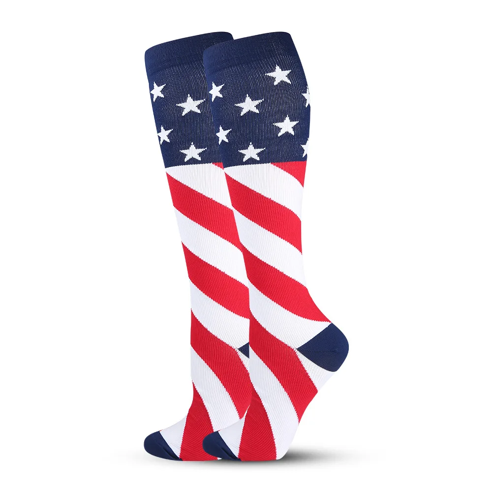 USA Flag Compression Socks Fit For Sports Compression Socks For Anti Fatigue Pain Relief Knee Prevent Varicose Veins Socks