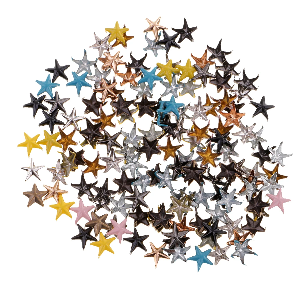 100pcs Star Studs Metal Claw Nailhead Punk Stud Rivet For DIY Craft