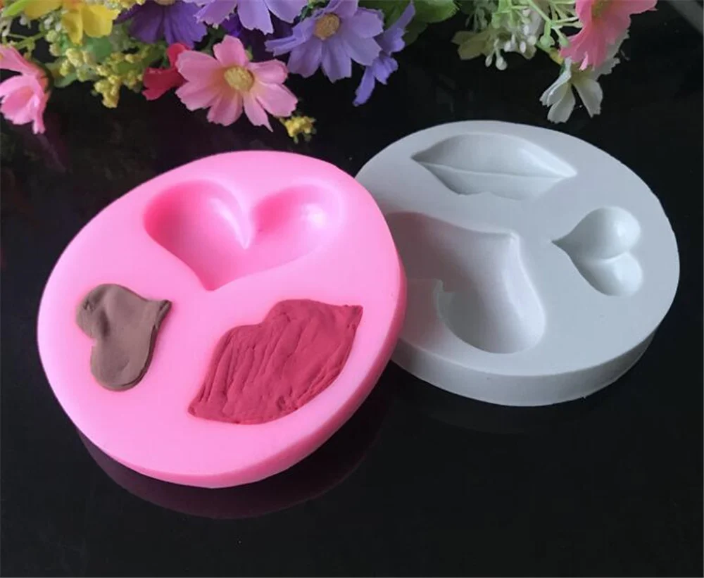 10 Pcs/set Lip Heart LOVE Shapes Silicone Mold Sugarcraft Cookie Cupcake Chocolate Baking Mold Fondant Cake