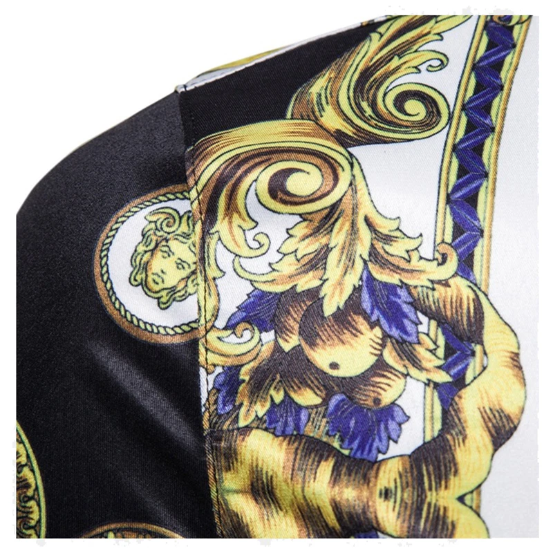 Shenrun Men Shirts Slim Long Sleeve Fashion Floral Shirt Internet Celebrity Stage Costume Hawaiian Holiday Nightclub Singer Host