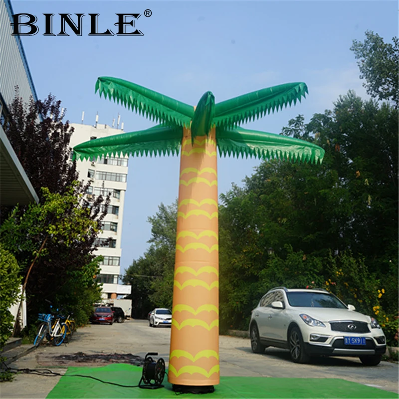 Large Tropical LED Lighting Inflatable Palm Tree With Base Blower Airblown Coconut Tree For Stage Decoration