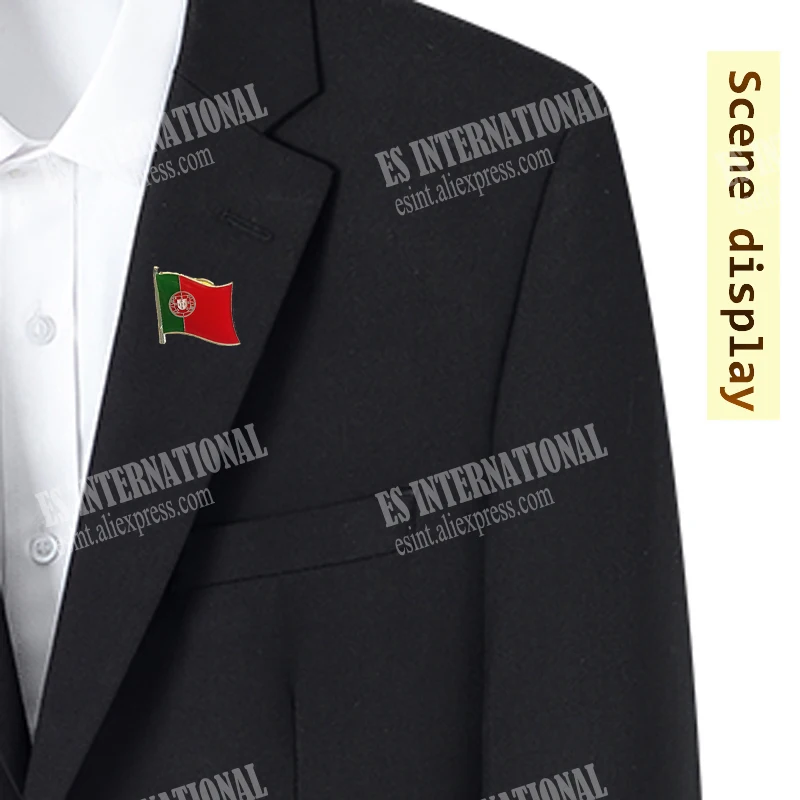 Portugal Portuguesa National Flag Lapel Pins Crystal Epoxy Metal Enamel Badge Paint Brooch Souvenir Suit  Personality  Commemora
