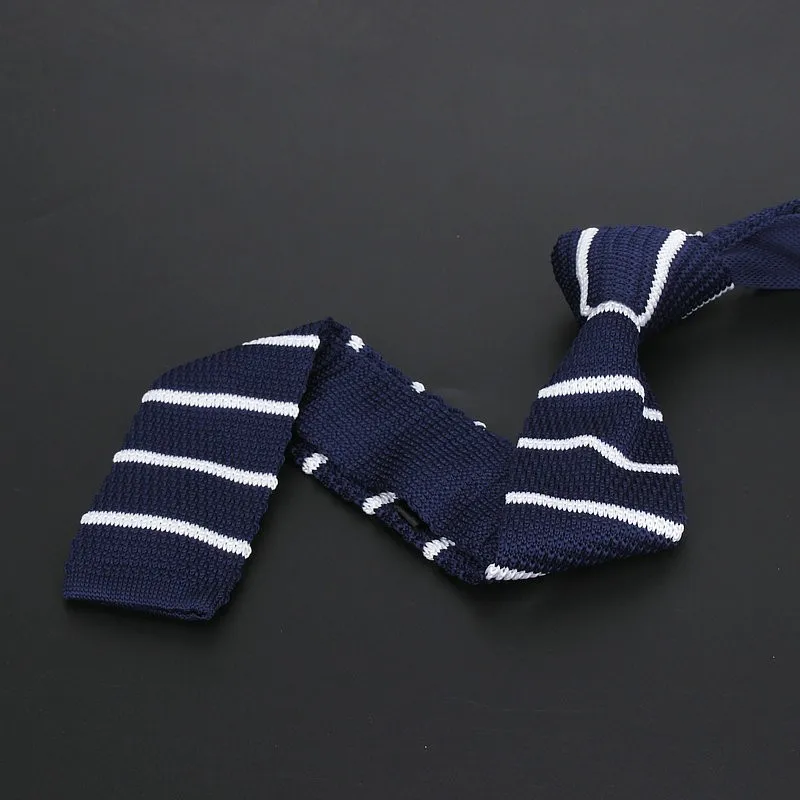 Brand New Men\'s Vintage Striped Knit Neck Ties For Man Party Fashion Colorful Knitting Tie Navy Red Wedding Slim Necktie Cravata