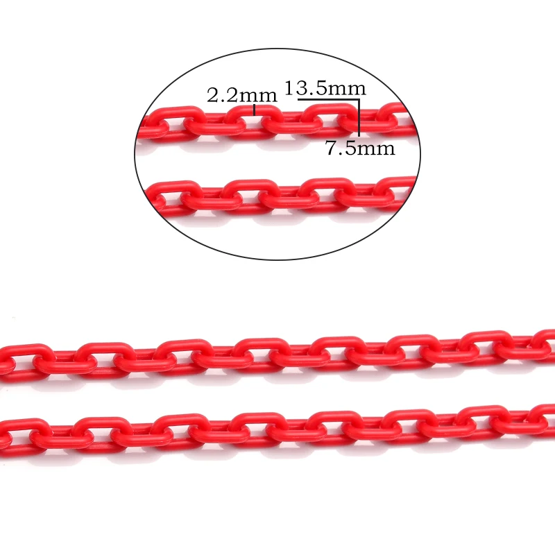 SAUVOO 5m Colorful Acrylic Link Chain Closed Soldered Cable Chain For Necklace Bracelet Making Plastic Chain Links 13.5x7.5mm