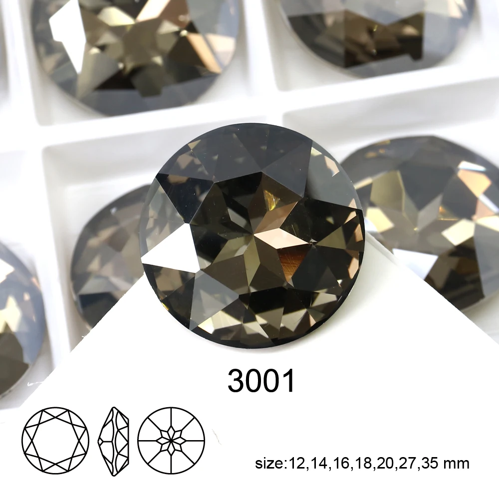 Round Shape Crystal Beads Pointed Back Fancy Stones Roundness K9 Glass Diamonds For Jewelry Making DIY Craft Clothes 3001