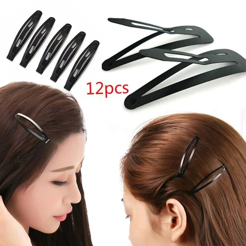 12pcs Simple Black Straight Hair clips for women girls Hairpins Scrunchie snap hair clips Barrettes Dress girls hair accessories