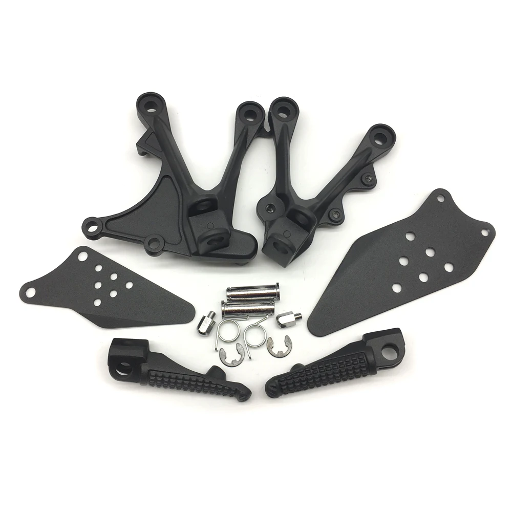 Motorcycle Black Front Rider Foot Pegs Footrest Bracket Fit For Kawasaki Ninja ZX6R 2005-2008 ZX636 2005-2006