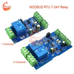 Modbus RTU 7-24V moduł przekaźnika RS485/TTL Anti-reverse 1/2 kanał 485 przełącznik wejście 1 2 Way sprzęg optyczny wyjście 12V do Arduino