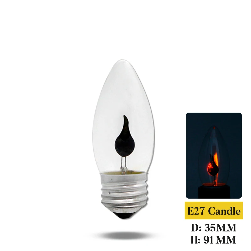 Vintage Edison E14 E27 Led Lamp Kaarslicht Vlam Effect Lamp 3W AC220V Thuis Voor Decor Verlichting Ampul kaars Lamp