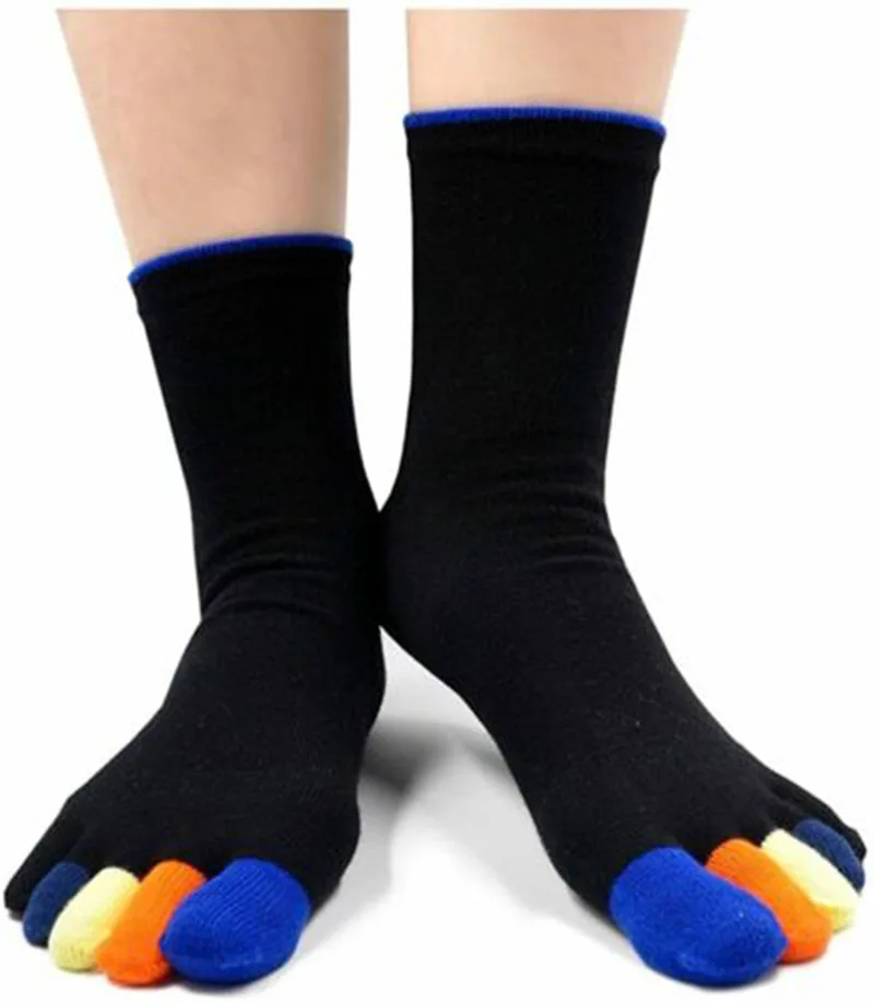 5 Pairs Casual Mans Five Finger Socks Solid Breathable Cotton Business Colorful Toes Deodorant Split Toe Socks Male Fashions