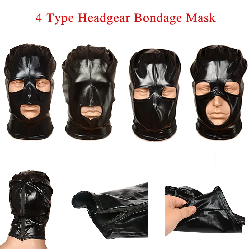 Sexy Coated Headgear Bdsm Bondage Mask Harness Bondage Head Cover Restraint Adult Game Cosplay Sex Toy For Women Men Couple