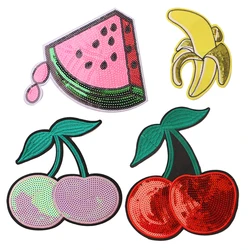 Cute Fruit Cartoon Sequins Icon Iron on Patches for Clothing DIY Stripes Clothes Patchwork Stickers Badges on the Backpack