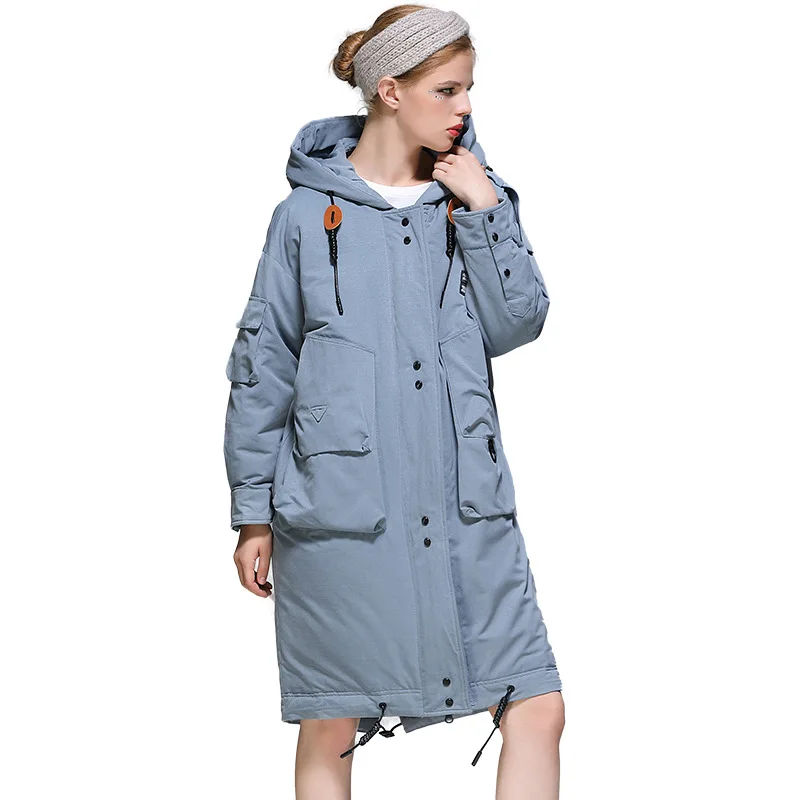 

90 Quality White Duck Down Coats Women Winter Warm Long Parkas Outwear 2021 Loose Style Down Coats Female Warm Hooded Outwear