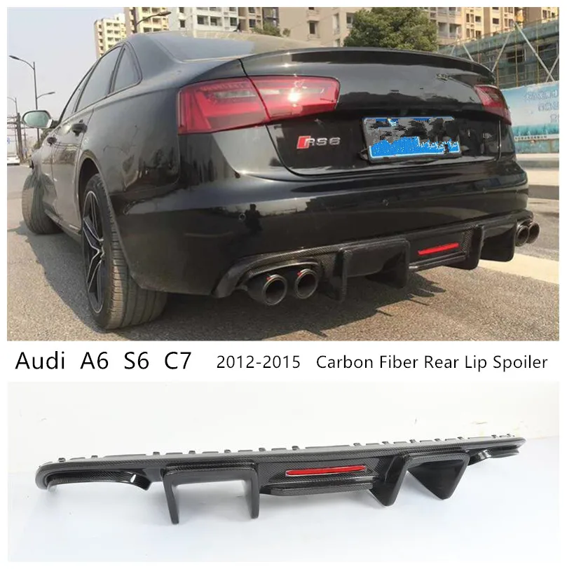 For Audi A6 S6 C7 2012-2015 Carbon Fiber Rear Lip Spoiler High Quality Bumper Diffuser Car Accessories