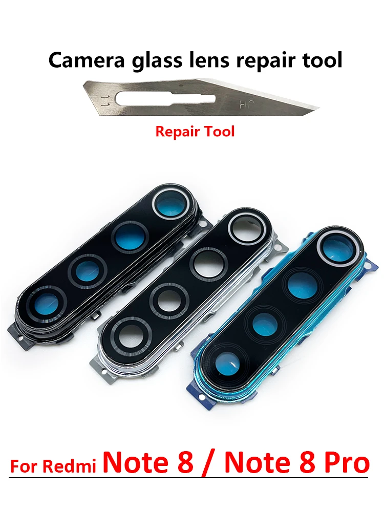 New For Xiaomi Redmi Note 8 / Note 8 Pro Rear Camera Glass Lens Cover With Frame Holder with Sticker Replacement Parts