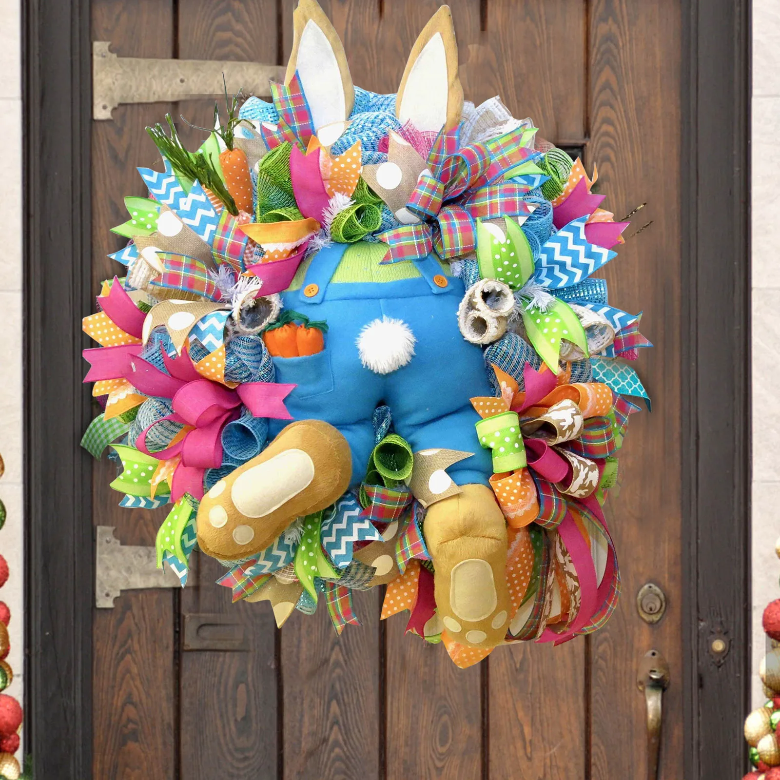 Easter Thief Bunny Butt Wreath with Easter Cross Garland Home Decor Spring Wedding Wreath Cartoon Bunny Shape Ornaments