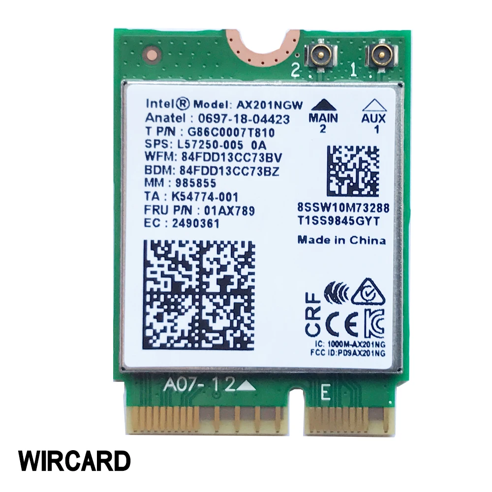 Wi-Fi 6  AX201 BT 5.0 Dual Band 2.4G / 5G Wireless NGFF CNVi Wifi Card AX201NGW 802.11ac / ax 2.4Gbps