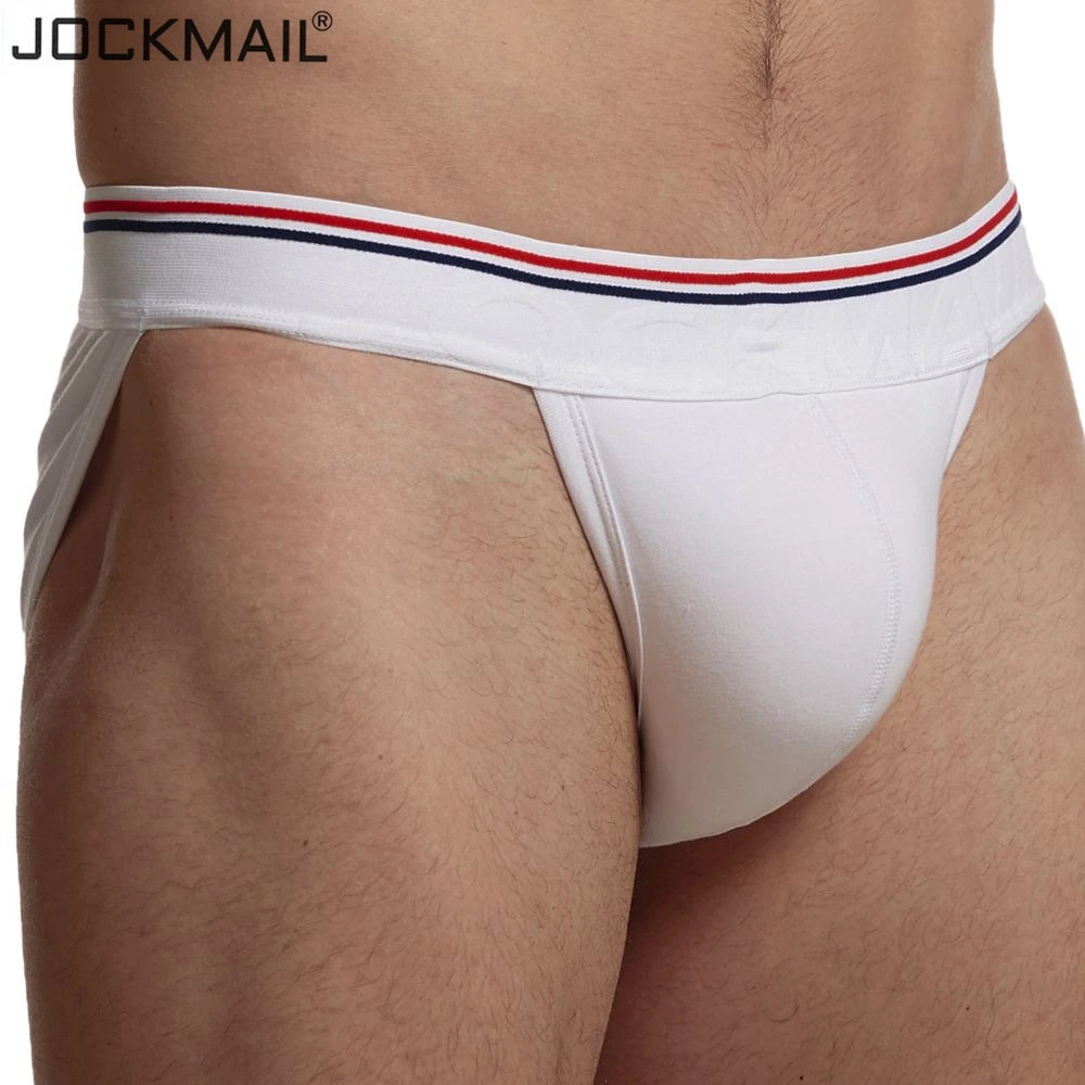 JOCKMAIL Sexy Underwear Men Briefs Cotton Breathable Bikini Hombre Gay Panties Men Sexi Transparent Homme Jock Straps Slip White